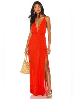 INDah River Maxi Dress Poppy Red Boho Y2K Resort M/L